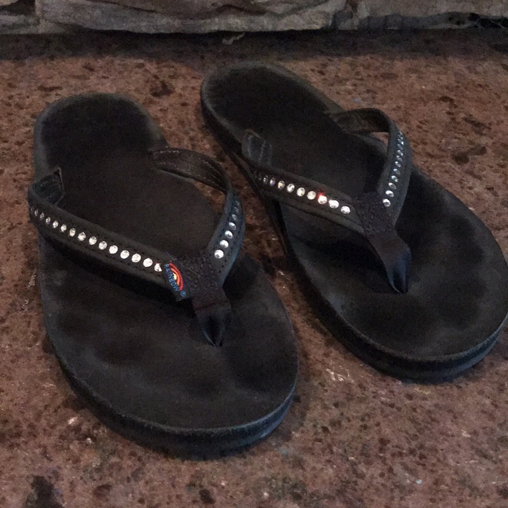 Rainbow Flip Flops with Crystals